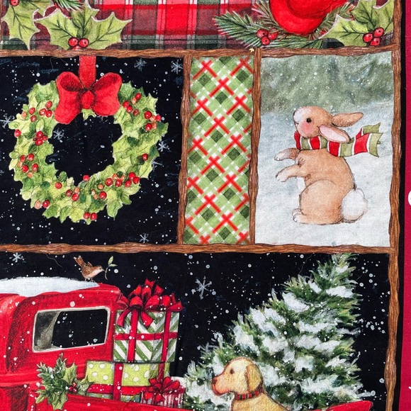 Christmas Fabric Red Truck Collage Craft Panel - 36 x 44 inches - Picture 8 of 11